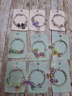 ✨ NWT Mint 316L Stainless Steel Charm Bracelet Lot of 9 | Butterfly Floral 🌸